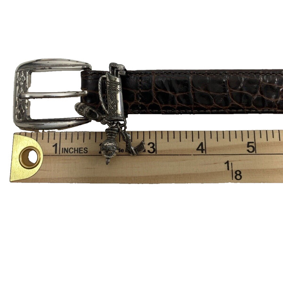 Brighton Belt Womens Medium 30 Dark Brown Leather Golf Silvertone Buckle C3008 - Picture 8 of 13